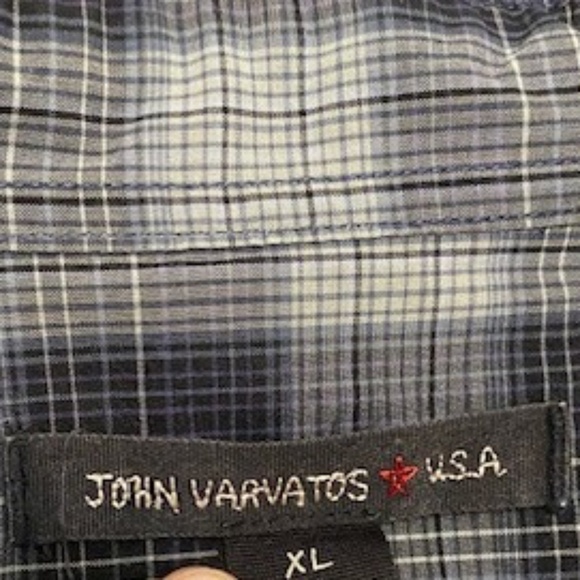 John Varvatos Blue Plaid Button Up Shirt Size XL - Picture 2 of 7